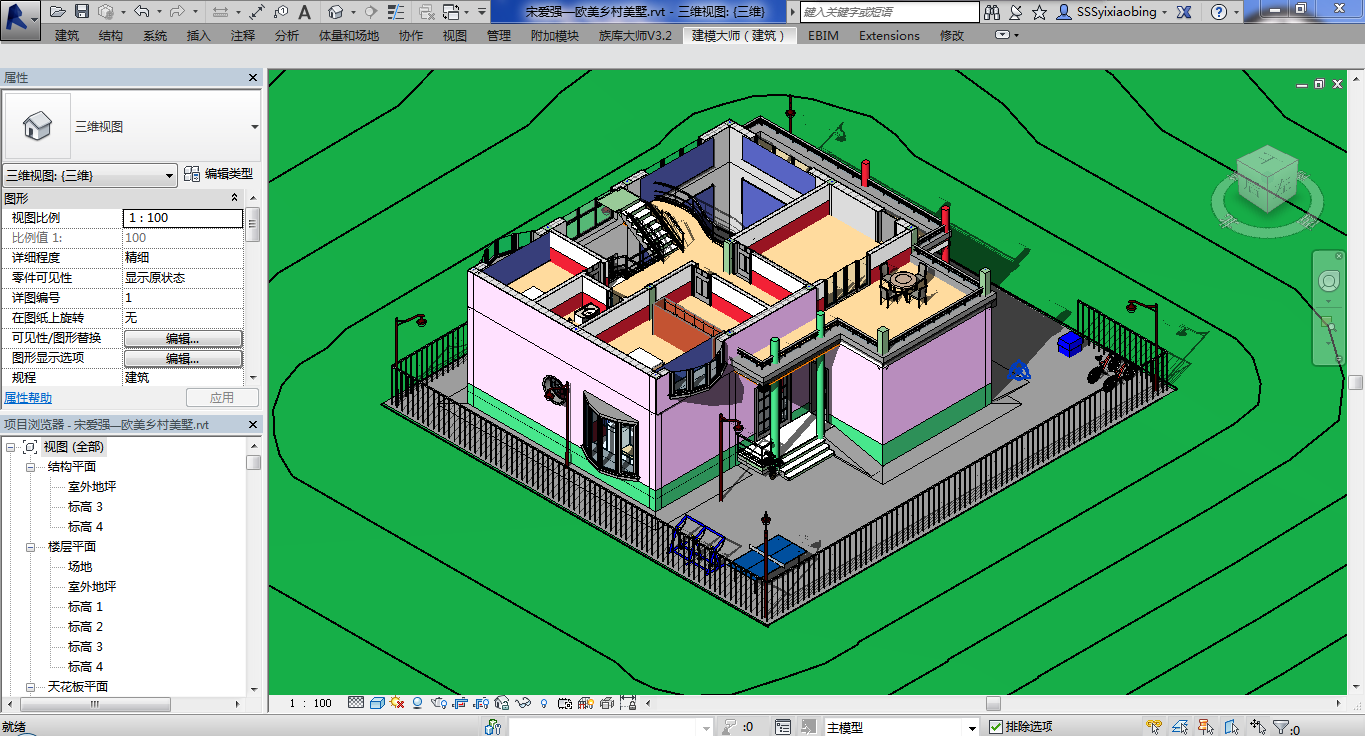 建模大师杯bim大赛人气比拼,投票助力欧美乡村美墅